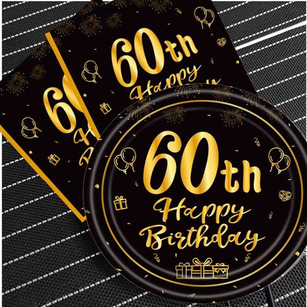 Happy 60th Birthday Napkins Black and Gold,20Pc 60th Tableware Party Napkins,60th Birthday Decorations Tissue Luncheon Paper Napkins for Women,Men,Him,Her 60th Birthday Party Supplies Table Decoration - Image 3