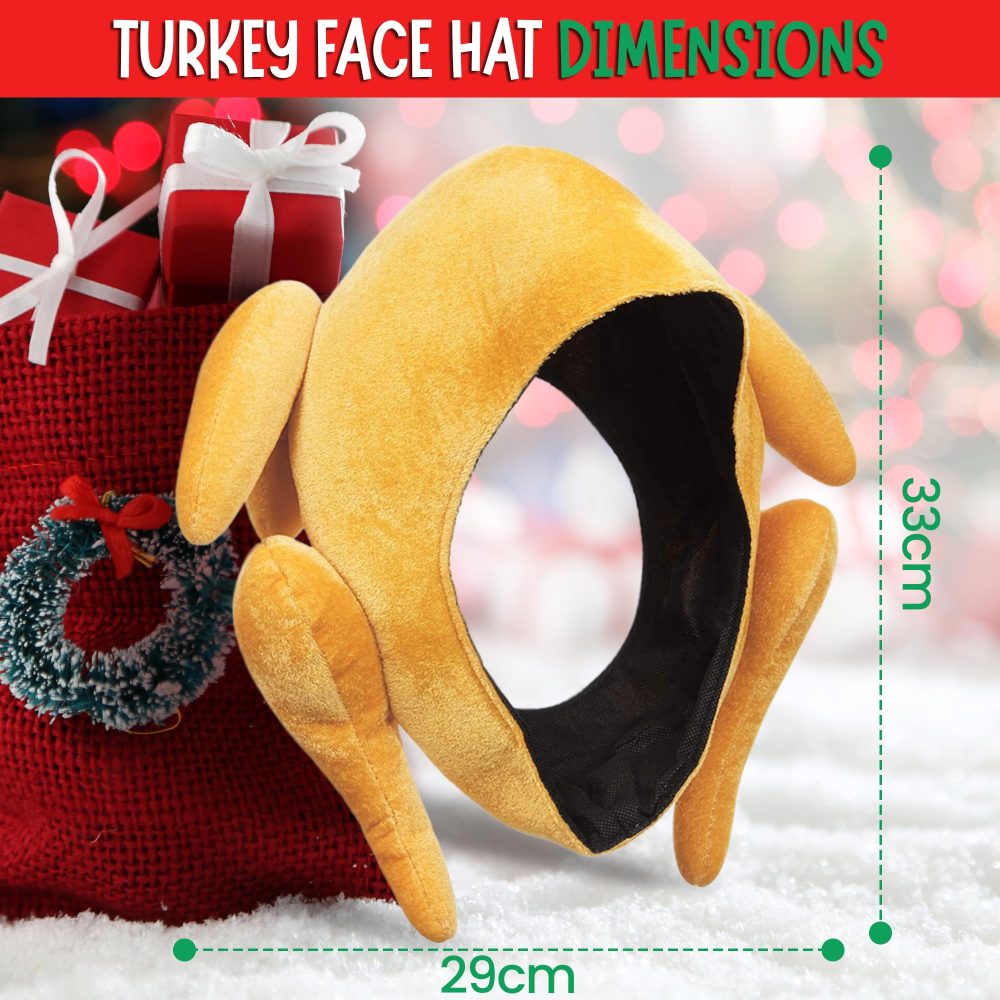 Novelty Turkey Hat Funny Christmas Hats - Turkey Face Funny Christmas Fancy Dress Turkey Costume Novelty Christmas Party Hats for Adults Chicken Hat Christmas Hats Adult Novelty Christmas Gifts - Image 7