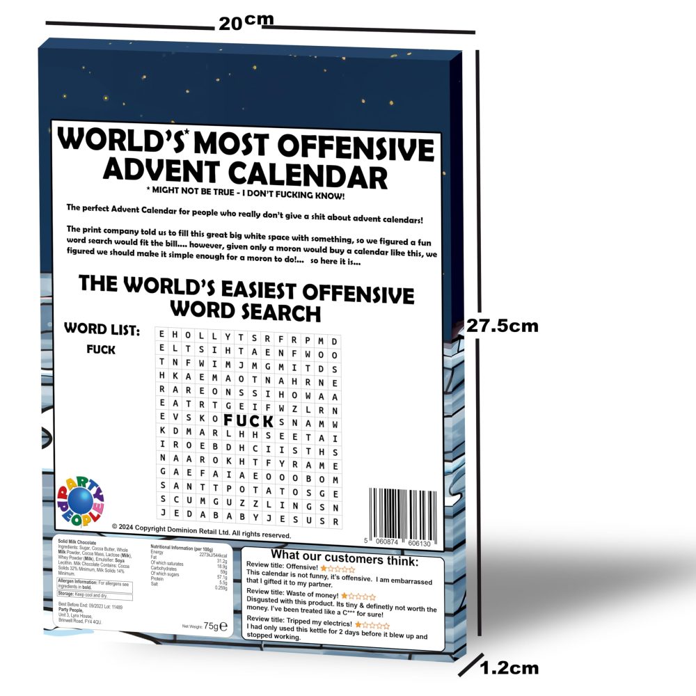 World's Most Offensive Chocolate Advent Calendar - An Insult Packed Rude Festive Countdown - Warning: VERY offensive, over 18s only! - Image 3
