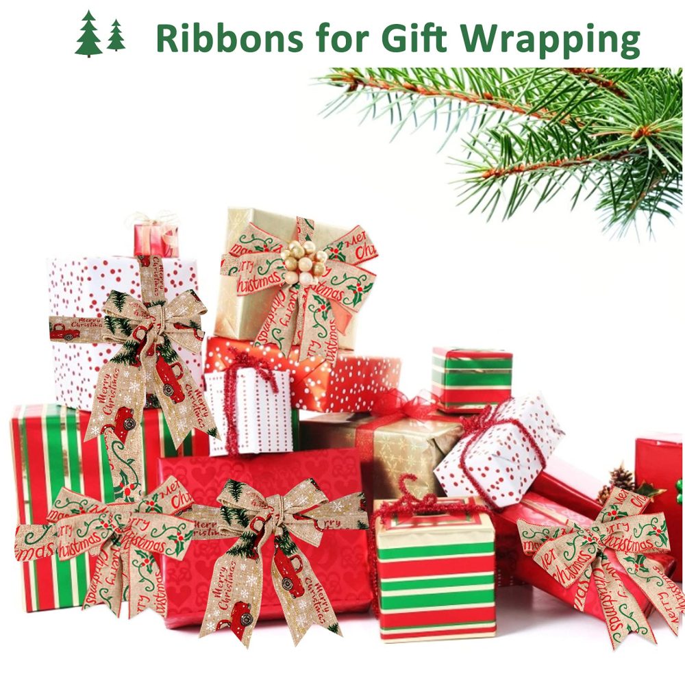 Christmas Ribbon 5 Rolls, Xmas Theme Ribbon Polyester Satin Ribbon Winter Holiday Fabric Ribbon for Wedding,Christmas Decorations,Gift Wrapping,Hair Band Sewing DIY Crafts … - Image 5