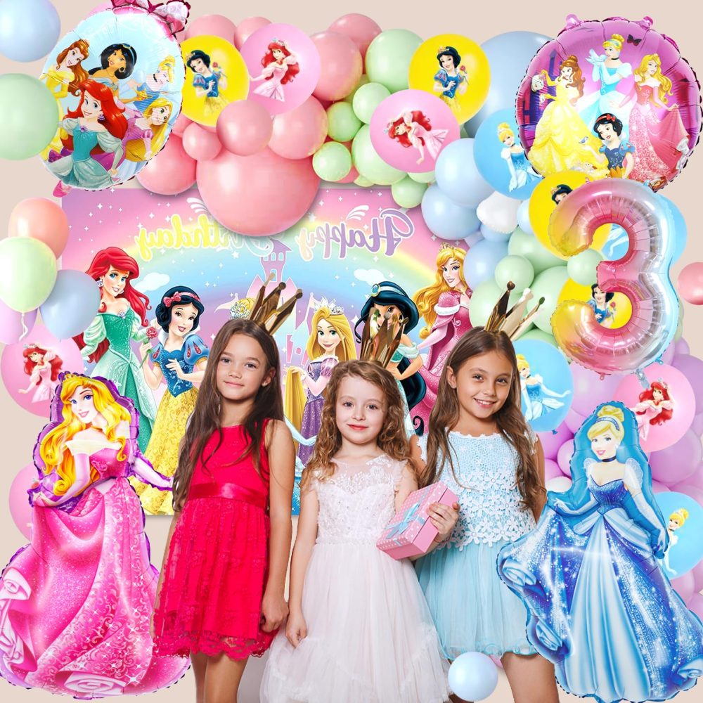 73Pcs Princess Balloons,Princess Party Decorations,Princess Birthday Decorations 3rd Girls,Foil Balloons,Princess Latex Balloons,Princess Themed Decorations for Girl’s Birthday - Image 3