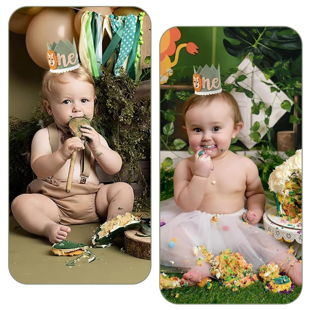 PSFXBM Baby First Birthday Crown, Jungle Wild One Hat 1st Birthday Hat Boy Lion Party Decorations, Suitable For Children'S Birthday Parties, Carnivals, Leaving Precious Memories For Children - Image 4