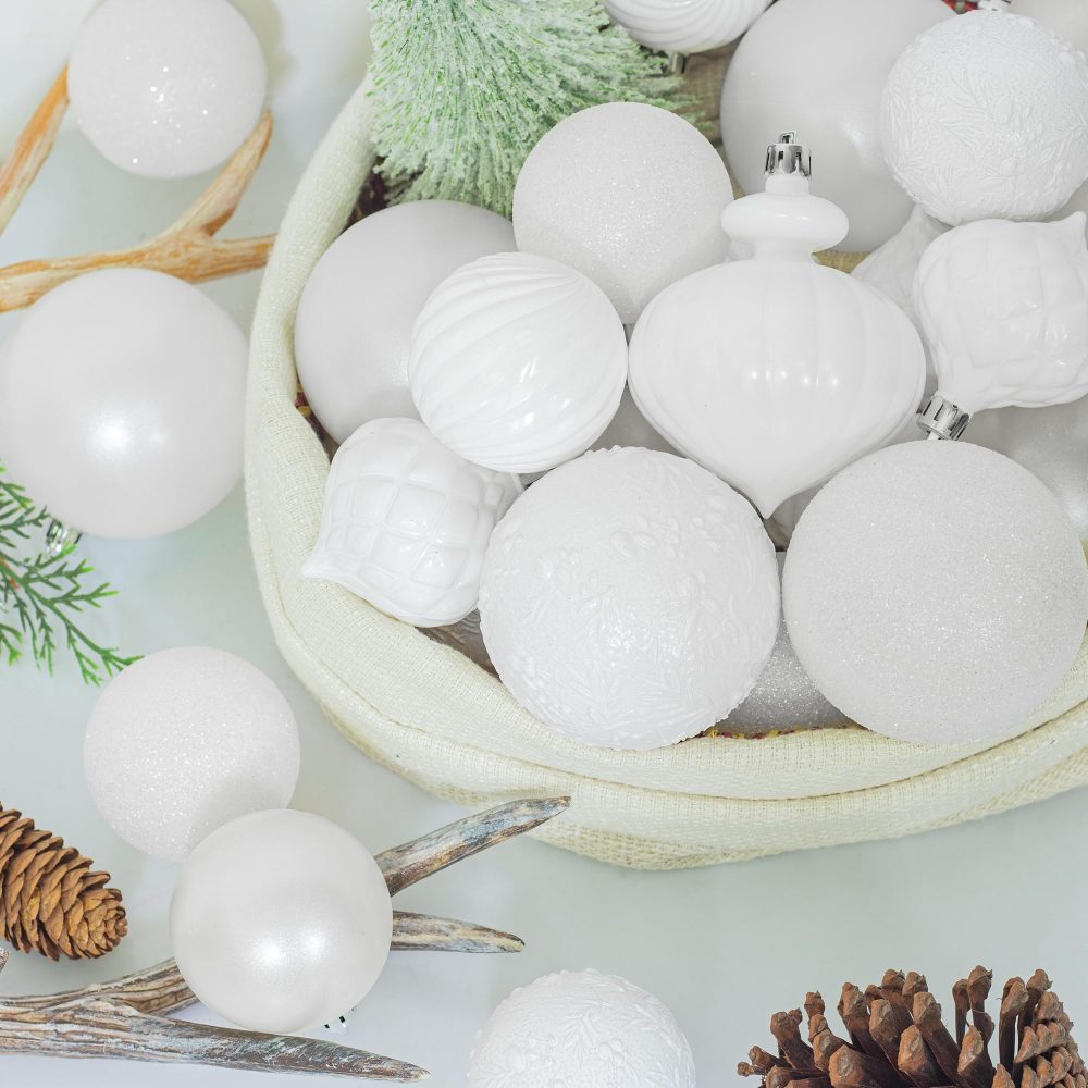 KI Store White Christmas Baubles 80mm Christmas Tree Decoration Ornaments 18pcs Shatterproof Balls for Xmas Hanging Decorations Festival Holiday Decor - Image 6