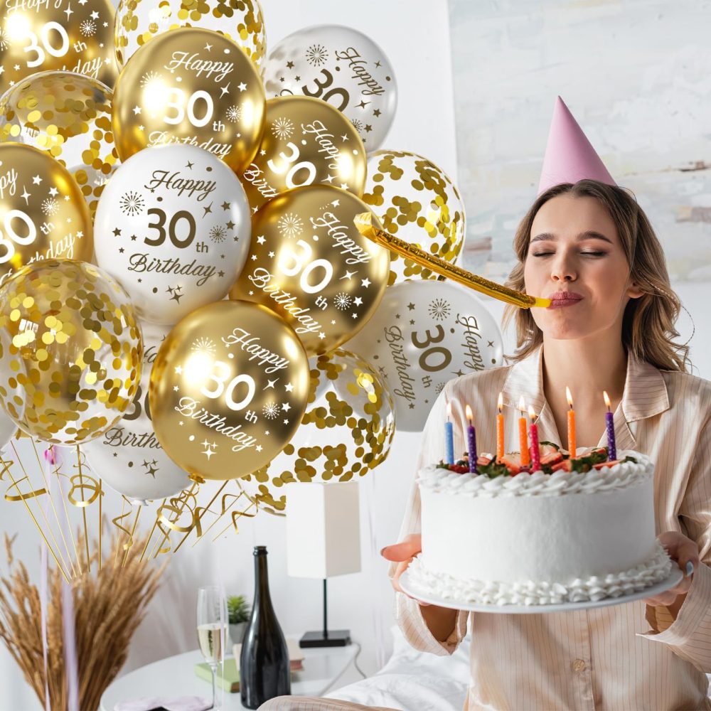 40th Birthday Balloons 15 Pcs White Gold Happy 40th Birthday Latex Confetti Balloons White Gold 40th Birthday Party Decorations Balloons for Men Women 40th Birthday Décor Anniversary Supplies (Age 40) - Image 6