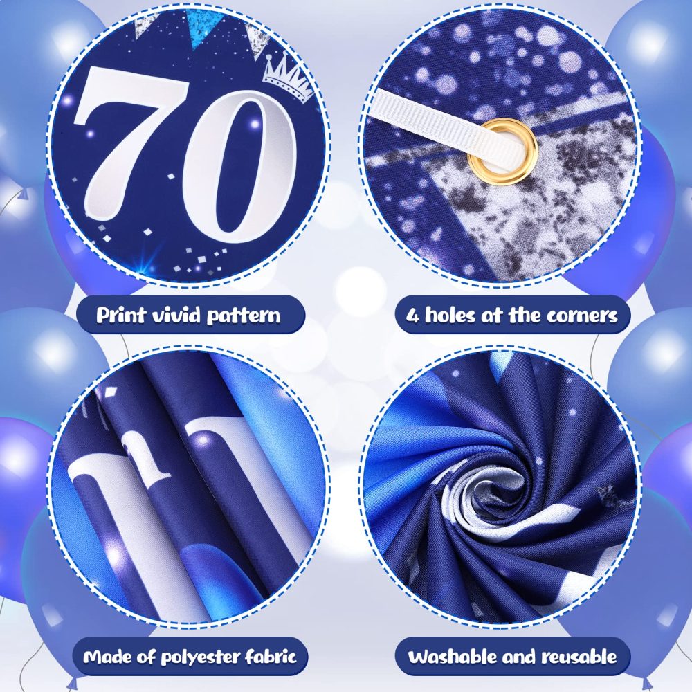 Blue 70th Birthday Decorations for Men Women, Navy Blue Silver Happy 70th Birthday Yard Banner, Blue 70th Birthday Balloons for 70th Birthday Anniversary Party Decorations Supplies - Image 6