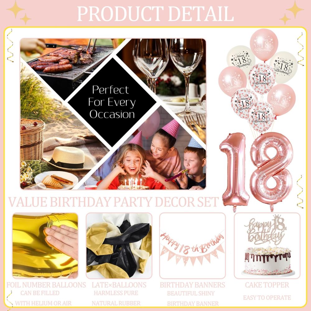 Rose Gold 70th Birthday Decorations for Men Women,Happy 70th Birthday Banner Bunting,70th Cake Topper,Number 70 Foil Balloon,70th Birthday Balloons Set for Adult Him Her 70th Birthday Party Decoration - Image 6