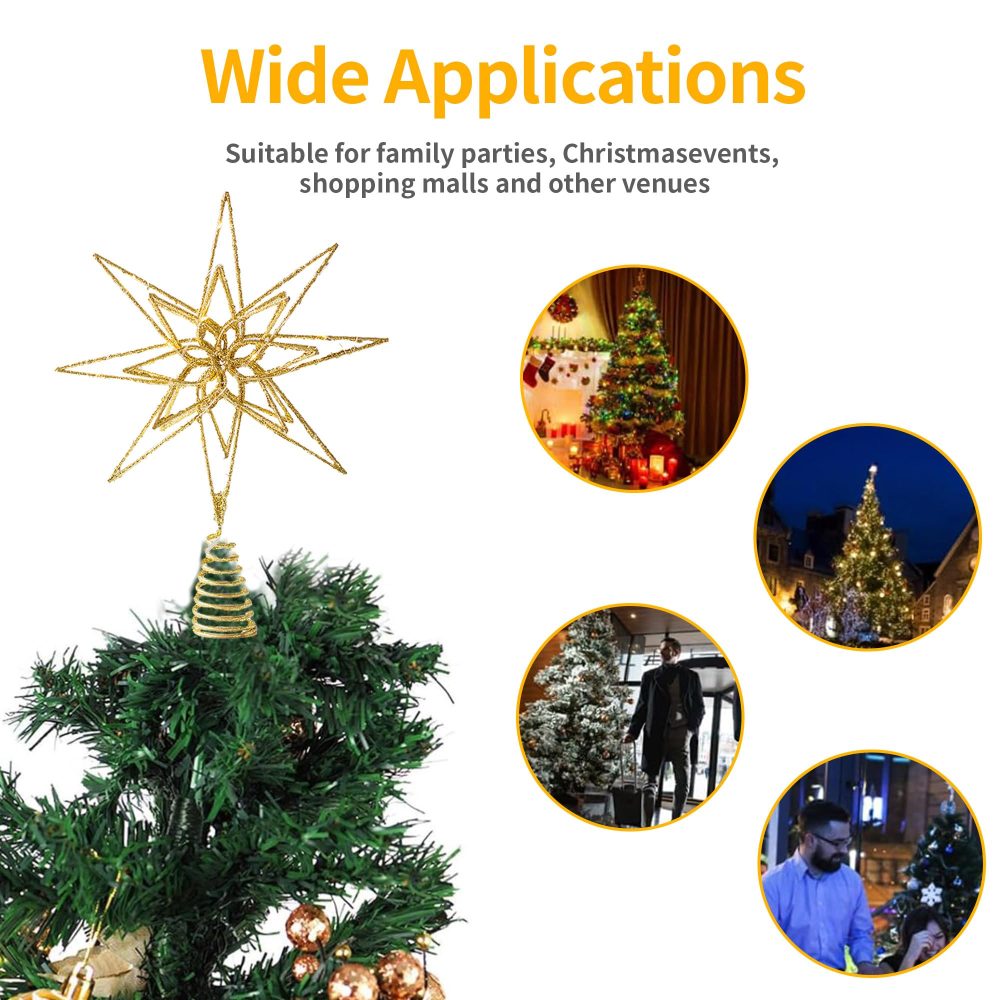 Christmas Tree Topper, Star Tree Topper, 20 LED Lights Christmas Decoration Tree Star for Indoor Office Festive Xmas New Year Holiday Tree Decorations (Gold Star) - Image 4