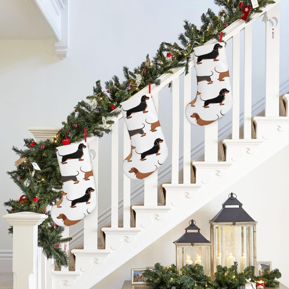 Jyckat 18 Inches Large Size Christmas Stockings, Dachshund Weiner Pet Dogs - Hold All Surprises,Christmas Decorations Stocking for Party Decoration and Xmas Day - Image 4