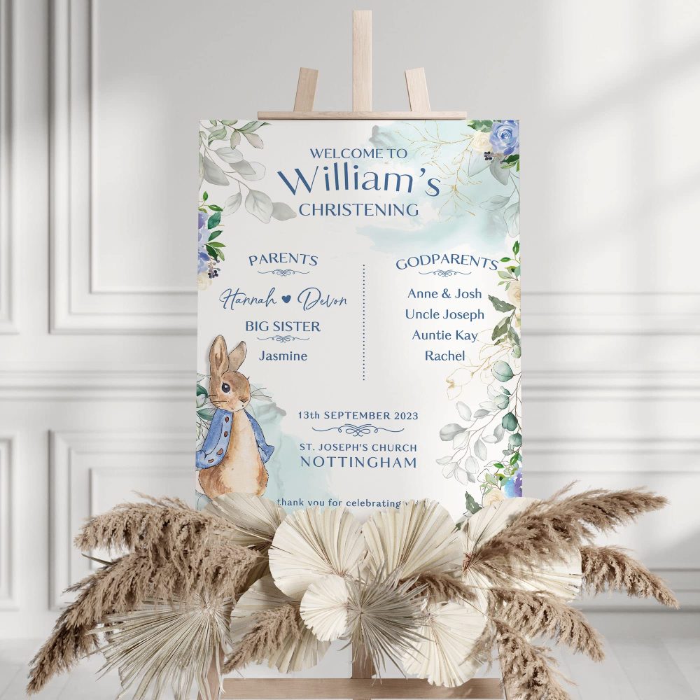Blue Peter Rabbit Christening Sign - Image 3