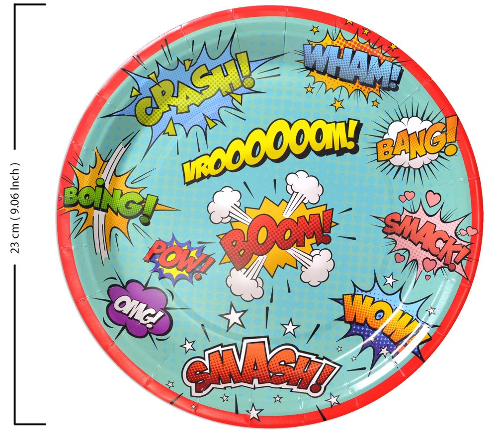 Eco-Friendly Super Hero Themed Kids Birthday Party Kit for 8 Guests - Complete Tableware Set with Plates, Cups, Napkins, and Table Cover - Ultimate Party Supplies and Decorations Package - Image 5