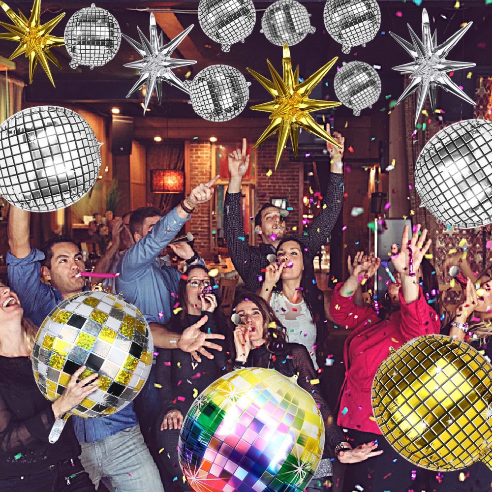 20 Pcs Disco Ball Balloons Disco Foil Balloons Disco Mylar Balloon 4D Aluminum Foil Balloon Explosion Star Balloon for Birthday Wedding Anniversary 70s 80S 90S Party Decorations - Image 3