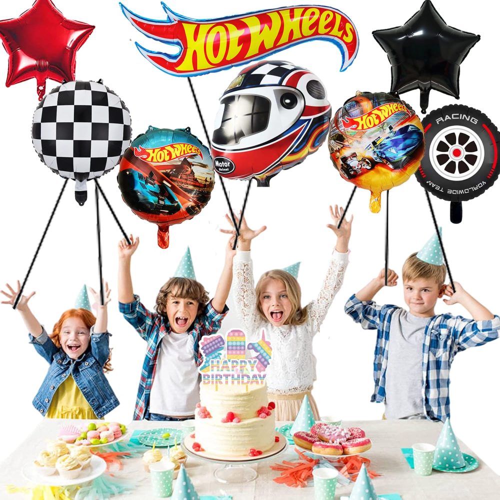 8 Pcs Hot Wheels Foil Balloons, Hot Wheels Balloons, Hot Wheels Birthday Party Decorations Supplies - Image 3