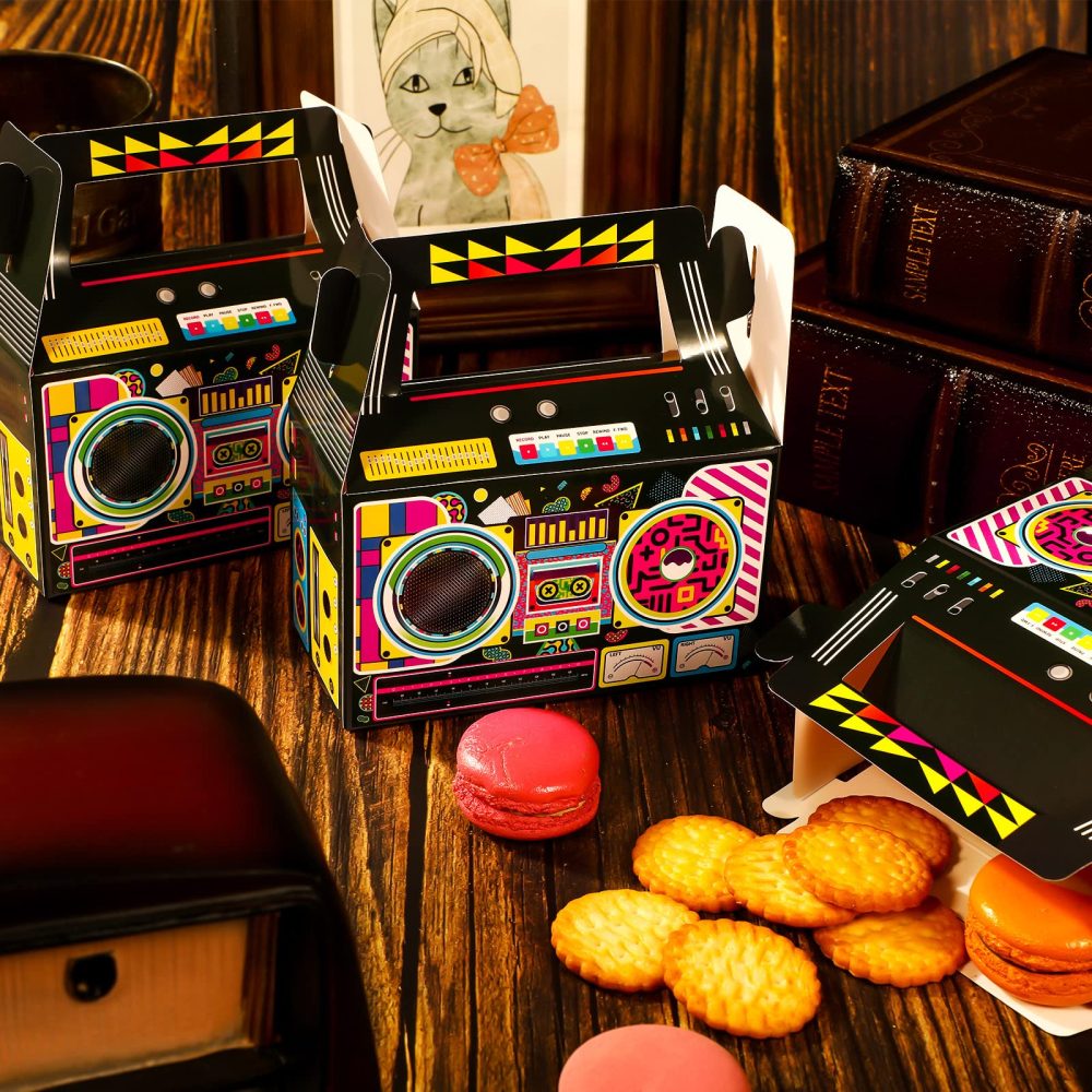 Zonon 24 Pcs 80s Party Favors Boxes 80s 90s Novelty Boom Box Party Decoration Gift Treat Goodie Candy for Party Favor Retro Radio Hip Hop Theme Table Centerpieces(New 80s) - Image 5