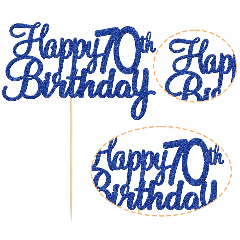 Gyufise 3Pcs Happy 70th Birthday Cake Topper Glitter 70th Birthday Cake Pick Cheers to 70 Years Old 70 Fabulous Cake Decorations for 70th Birthday Theme Party Supplies - Image 6