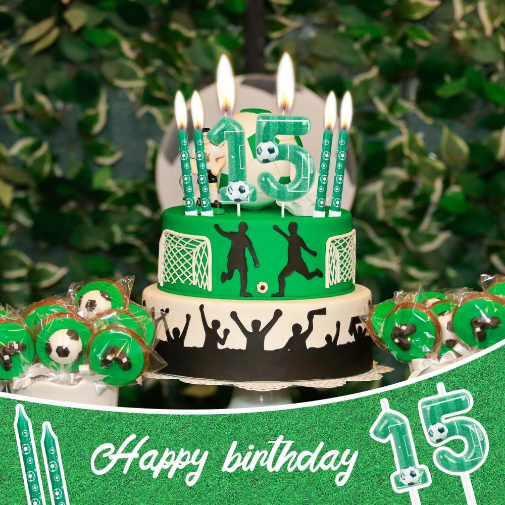 Birthday Number Candles, Football Birthday Number Candles, Green Number Cake Candles with 20 Extension Rods, Party Decorations for Unforgettable Celebrations - Image 4