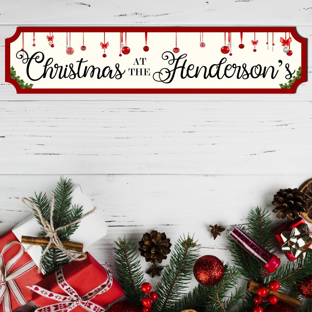 Personalised Christmas At The Family Street Sign - Custom Wooden or Acrylic Holiday Decor - Modern Rustic Wall Art - Available in S/M/L (Extra Large 590mm x 130mm, Mdf Wood Indoor Use Only) - Image 7
