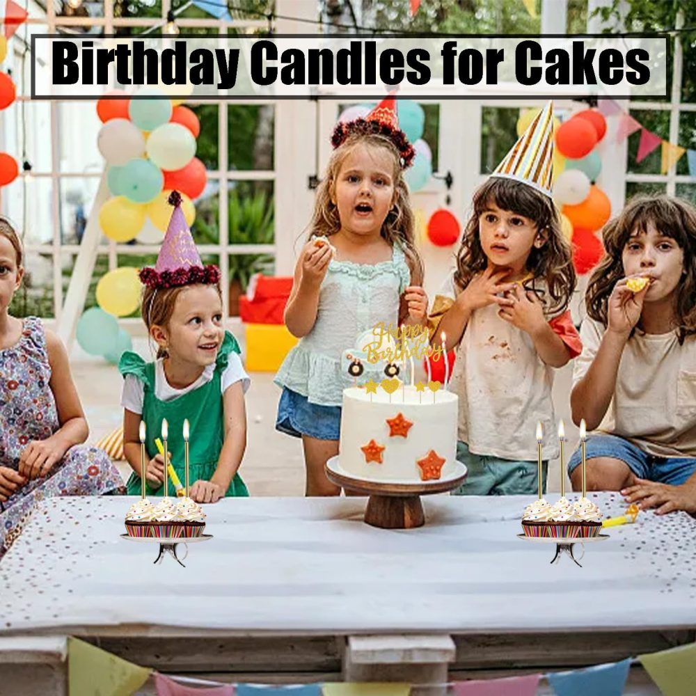 35PCS Gold Birthday Cake Candles Set,24PCS Birthday Cake Candles 11 Glitter Happy Birthday Cake Toppers Long Gold Candle Candles for Cake for Birthday Wedding Party Decoration - Image 3