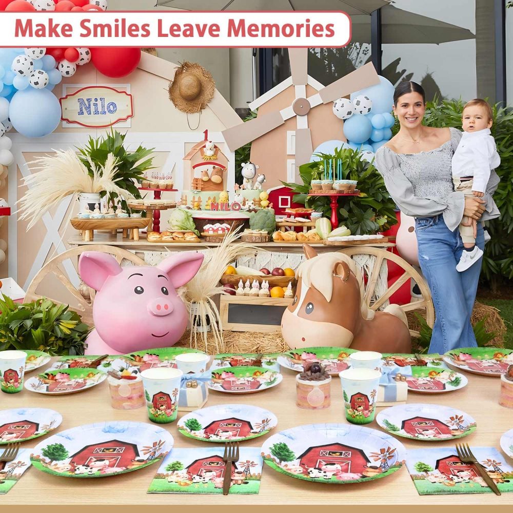 Heboland Farm Party Decorations Tableware Set for 25 Guests, Farm Birthday Party Supplies 125 Pieces Farm Animal Party Decorations Plates Cups and Napkins for Boy Kids Birthday Party Supplies - Image 2