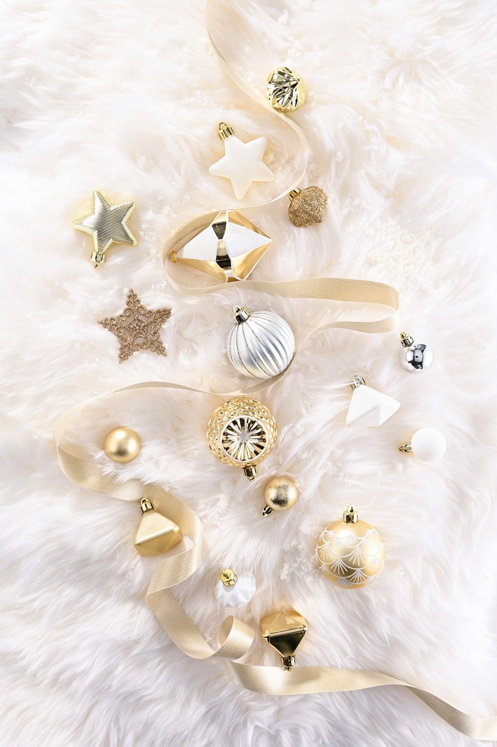 Valery Madelyn Christmas Baubles for Christmas Tree Decoration，49pcs 3cm White Gold Shatterproof Christmas Ball Ornaments - Image 4