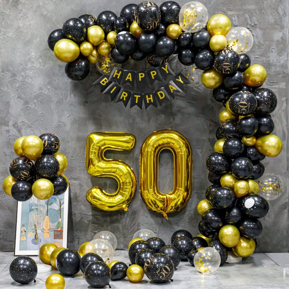 50th Birthday Balloons,Gold Number 50 Balloon and 20pcs 12" Multicoloured Numbers Printed Latex Age Balloons,Birthday Balloons for Women Men Birthday Decorations,50th Anniversary Party Supplies
