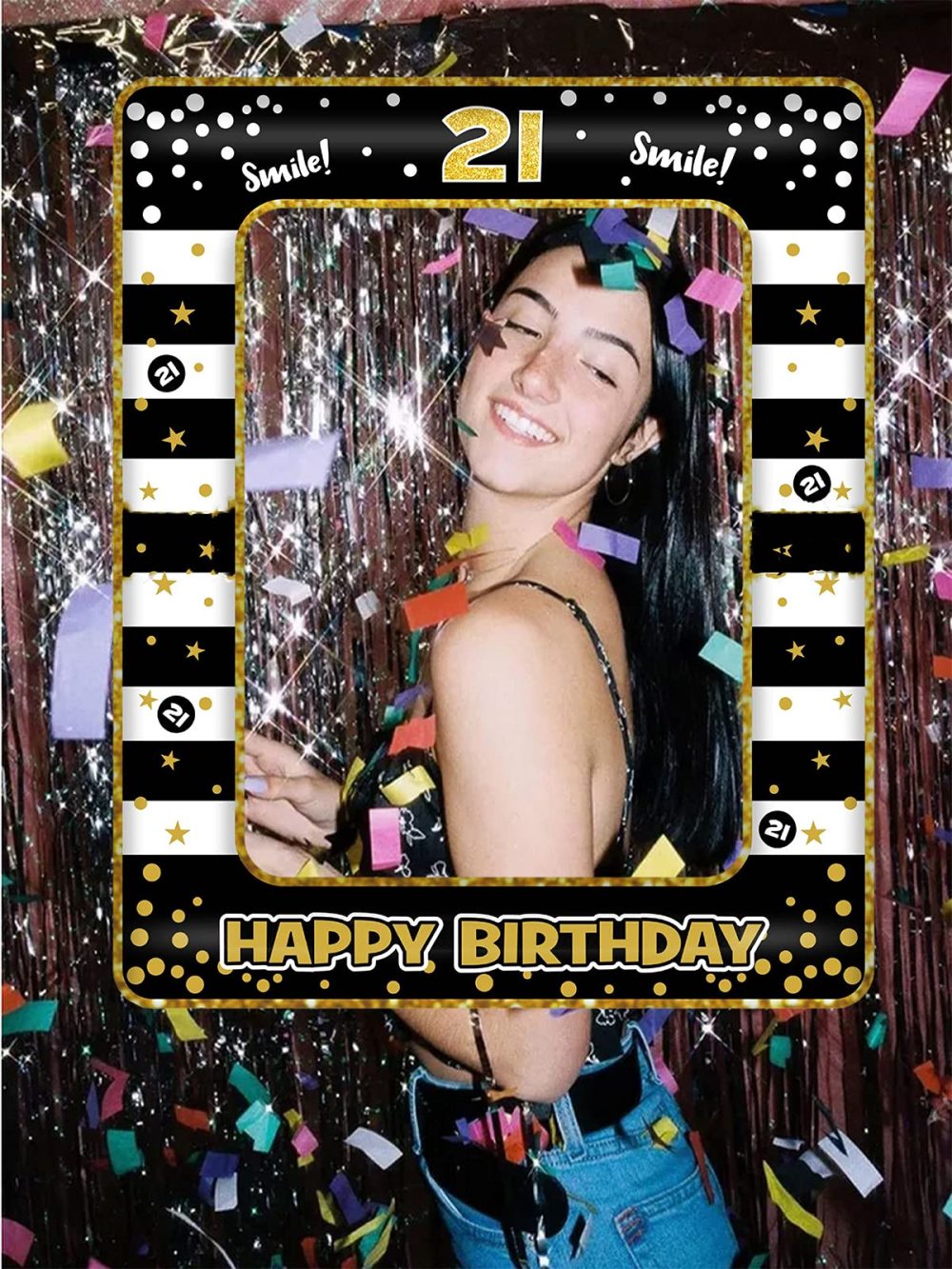 21st Birthday Photo Booth Props,Black Gold Inflatable Selfie Frame Picture Frame,Giant Inflatable Party Photo Booth Frame for Girls Boys 21st Birthday Party Decorations Supplies, Girls Boys Favor Gift - Image 5