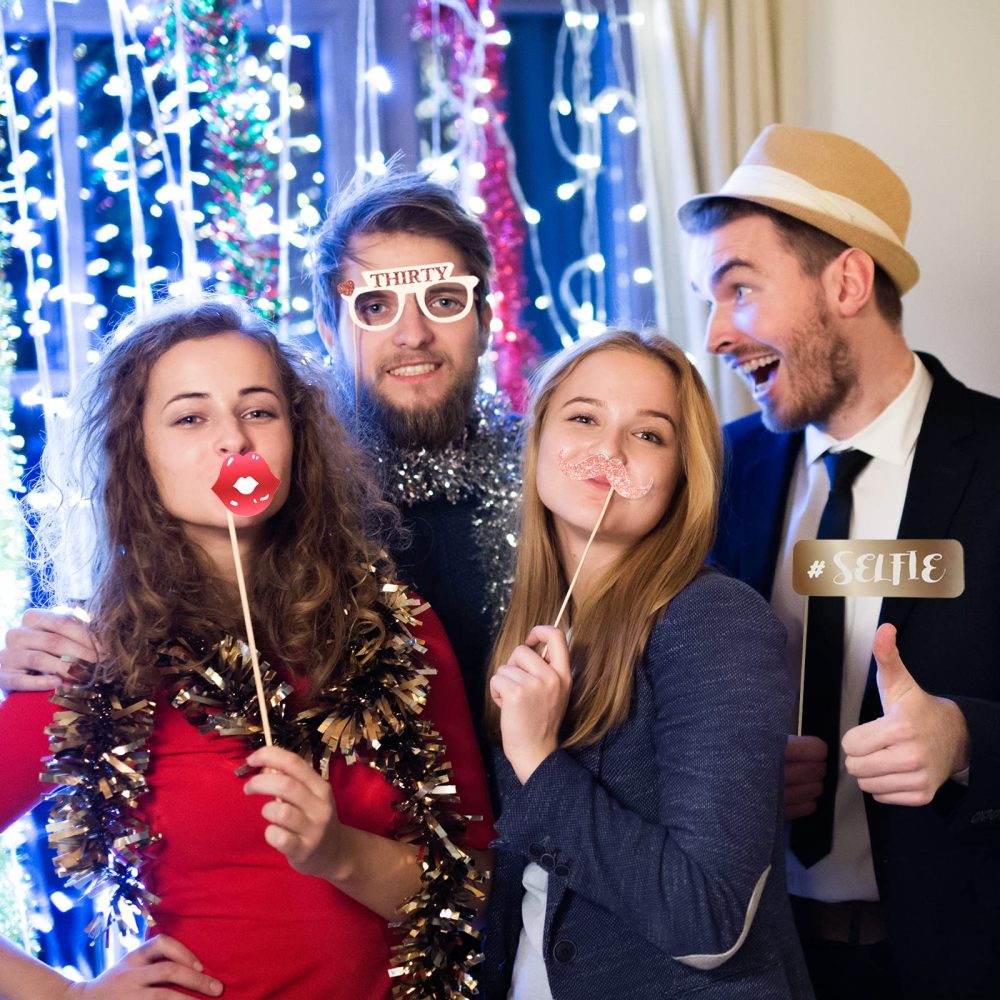 Newthinking 40th Birthday Photo Booth Props, Rose Gold Inflatable Selfie Frame Funny DIY Birthday Party Props for 40th Birthday Party Supplies Decoration - Image 3