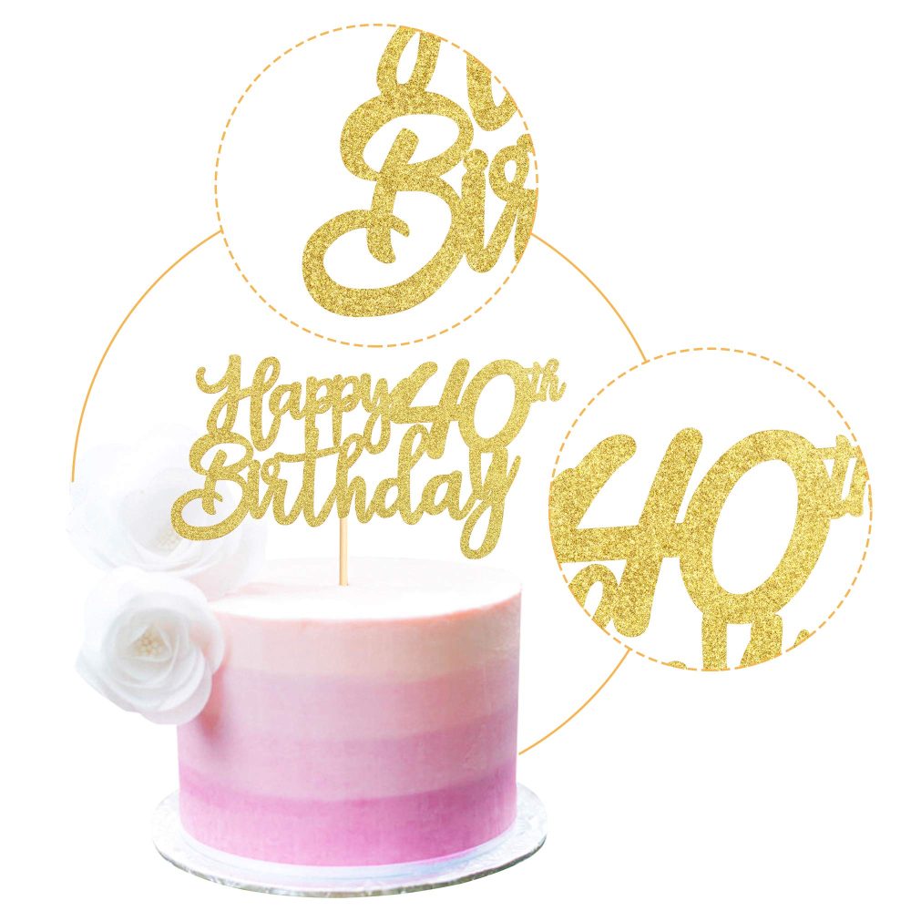 3 Pieces Happy 40th Birthday Cake Toppers Gold 40 Cupcake Toppers Cheers to 40 Fabulous Cake Decorations for 40th Birthday Party Decoration Supplies - Image 8