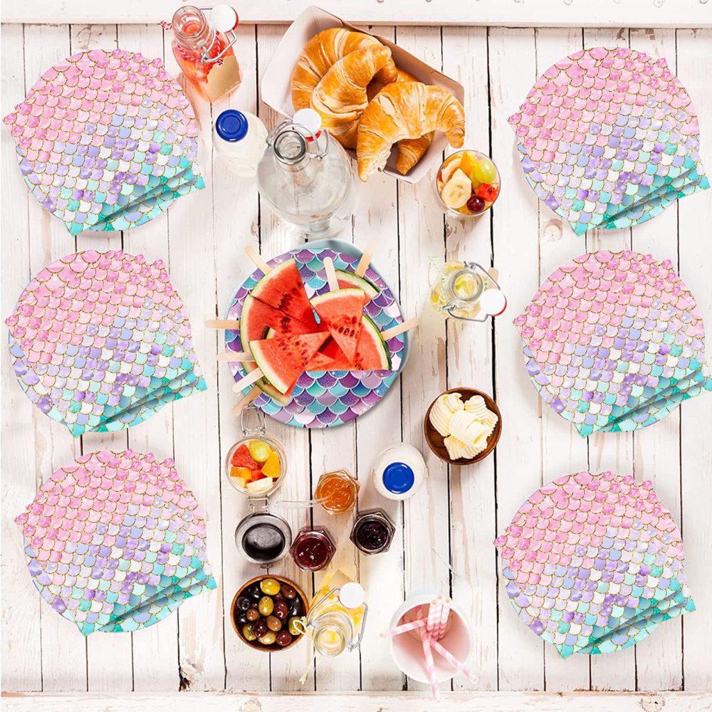 20pcs Magical Mermaid Party Paper Napkins,Mermaid Birthday Party Napkins Mermaid Themed Party Supplies for Kids Girls Birthday Baby Shower Mermaid Themed Party Pack Bundle Mermaid Dinner Dessert - Image 2