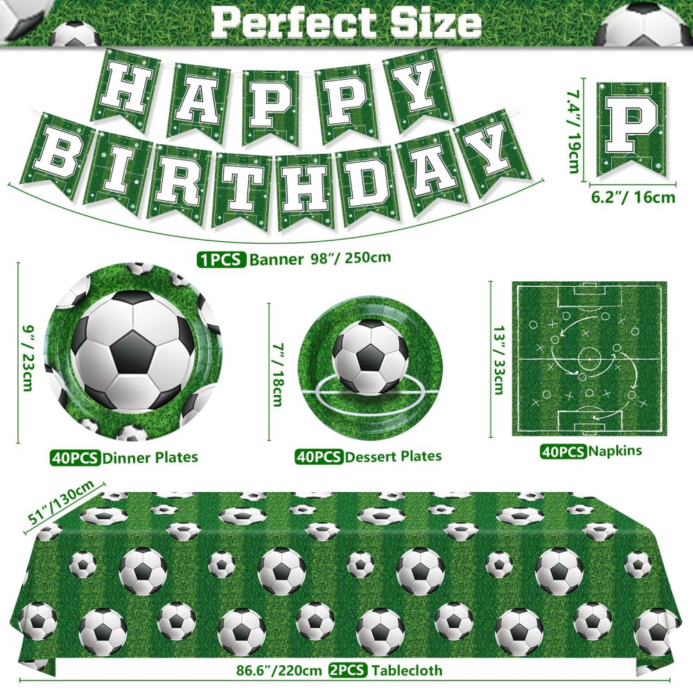 123 Pcs Football Party Supplies Football Party Decorations Sports Theme Birthday Decor Football Birthday Party Supplies Football Theme Tableware Set - Plates, Napkins, Tablecloths, Banner Serves 40 - Image 5