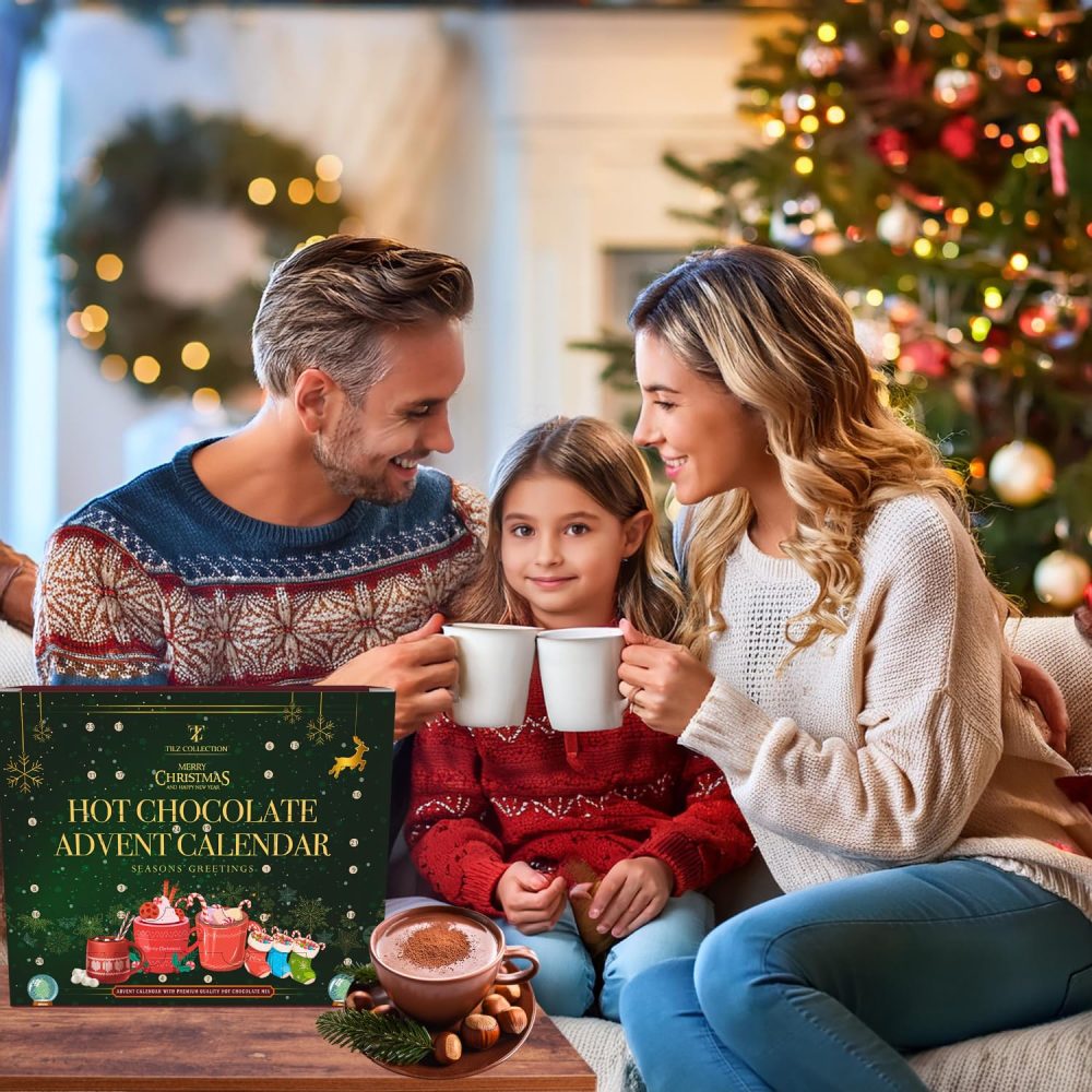 Hot Chocolate Advent Calendar 2024, Christmas | 24 Days Hot Chocolate Gift Set Selection With Mini Marshmallows For Hot Chocolate | Candy Canes | Chocolate Drops | 12 Flavours, Hot Chocolate Gift Sets - Image 2