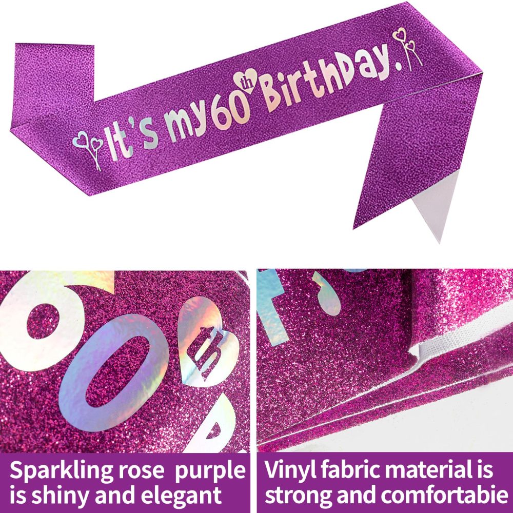50th Birthday for Woman Decorations,Including Purple 50th Birthday Sash and Birthday Tiara Crown ,50th Birthday Candles Cake Topper Happy Birthday for 50 Year Old Her Gifts Party Supplies - Image 4
