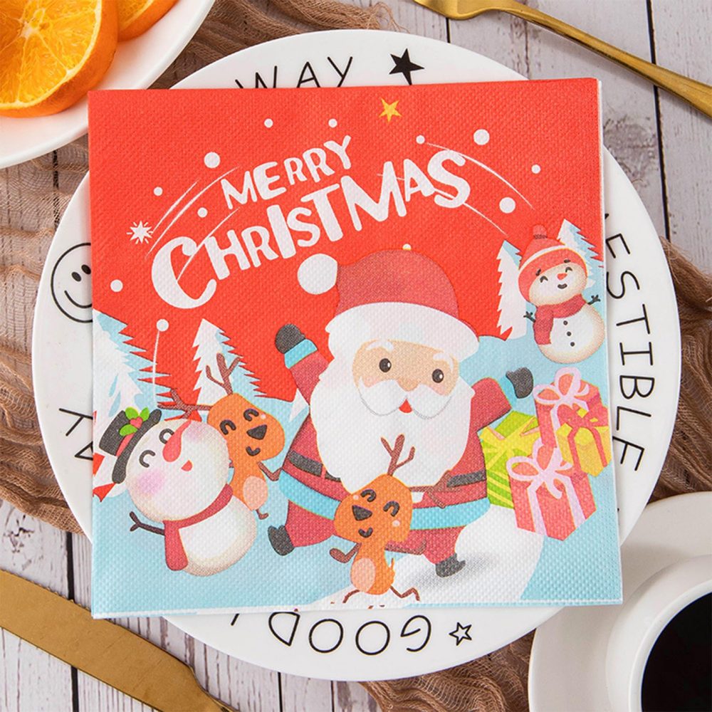 Yiran 20pcs Christmas Party Napkins,33x33CM Gold Christmas Tree Napkins, Cocktail Napkins Dinner Napkins Soft Paper Serviettes Napkins Disposable Party Tableware for Christmas Eva Party Decorations - Image 4