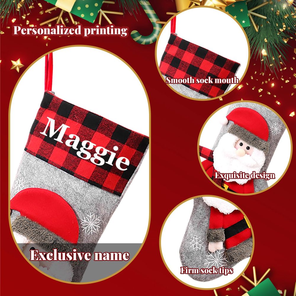 NIBESSER Personalized Christmas Stockings Burlap Custom Name Family Christmas Stockings 18” Large Classic Farmhouse Xmas Stocking for Kids, Rustic Fireplace Hanging Ornament Holiday Decoration - Image 4