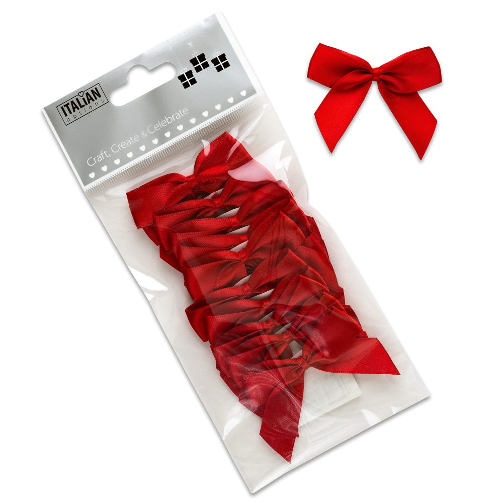 Italian Options Satin Ribbon Bows Self Adhesive 12-Piece Pack, 5 cm Bow Width, Red - Image 4