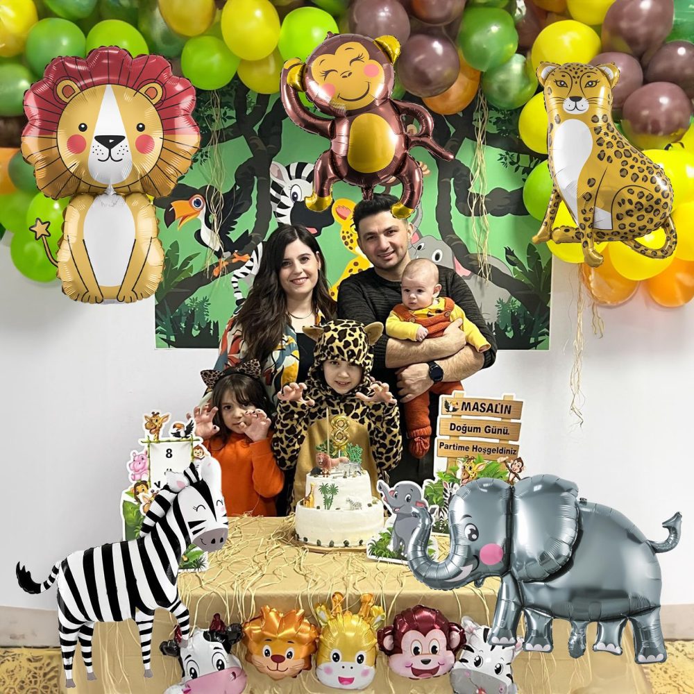 Jungle Safari Animals Balloons, Jungle Safari Theme Birthday Party Decorations, Lions Zebra Elephant Monkey Leopard Foil Balloons for Kids Boys Wild One Zoo Birthday Baby Shower Party Decor Supplies - Image 3