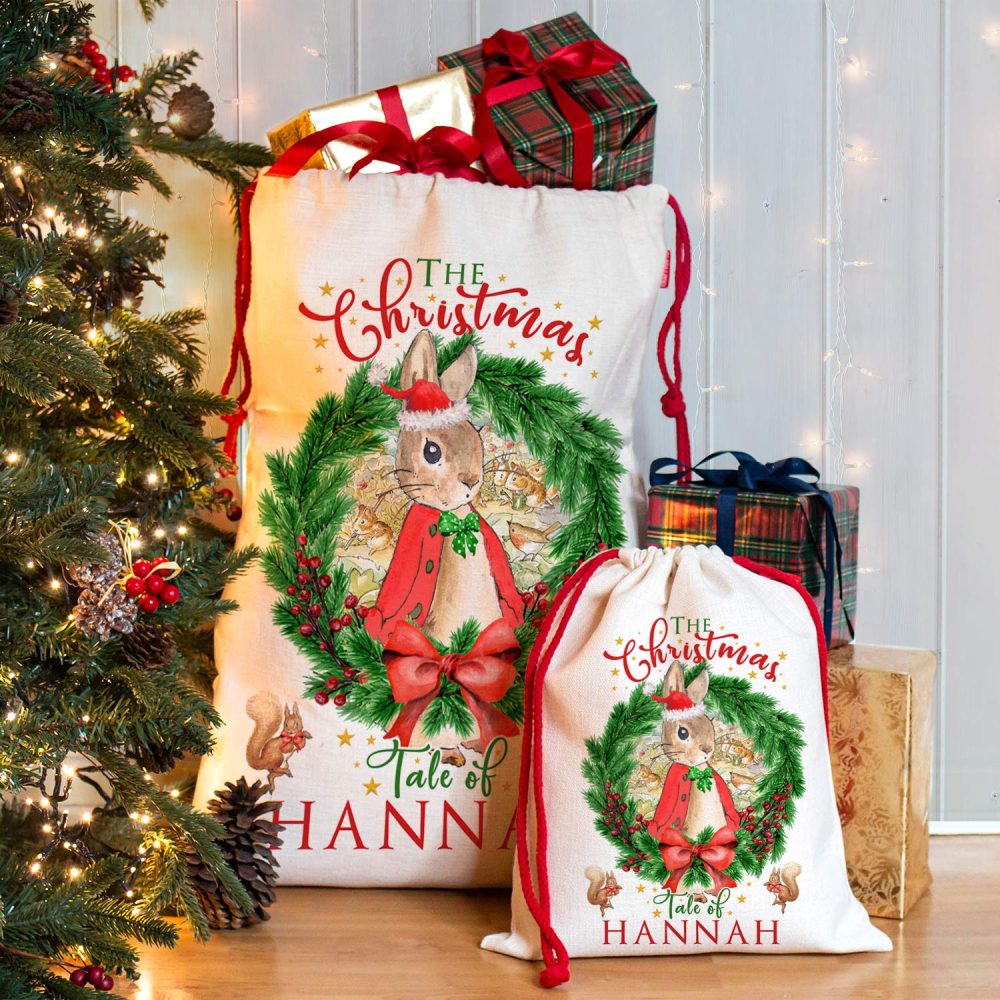 KRAFTYGIFTS Personalised Rabbit Christmas Sack Childrens Xmas Present Stocking NS019 (Large) - Image 6