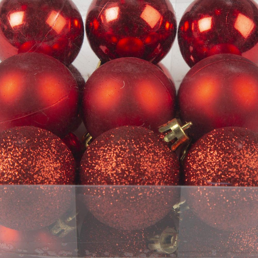 Bravich 100 Pieces Shatterproof Baubles Set. Christmas Tree Decorations Ornament Balls With Hooks & String Hanging. Home Decor 3,4 & 6 CM Baubles-Matt, Shiny & Glitter Finish-Red - Image 8
