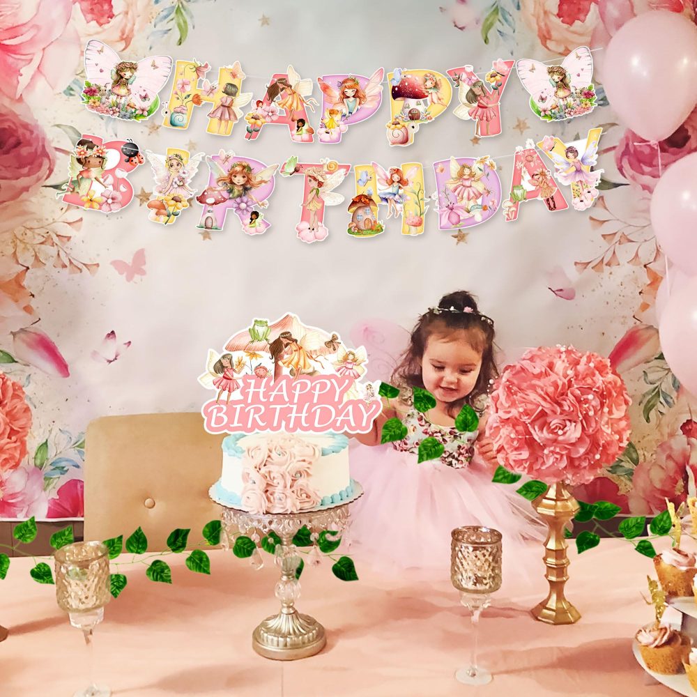 JeVenis Fairy Birthday Party Decoration Fairy Balloon Fairy Birthday Banner Fairy Woodland Mushroom Birthday Party Supplies Favors - Image 3