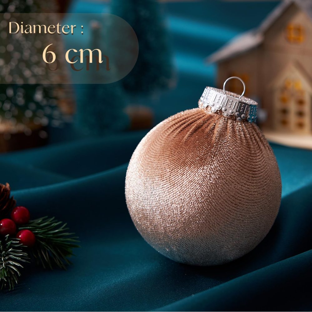 12 Pcs Christmas Velvet Balls, 80mm Christmas Ball Ornaments, Multicolor Green Brown Neutral, Christmas Tree Ornaments (S-Size) - Image 6