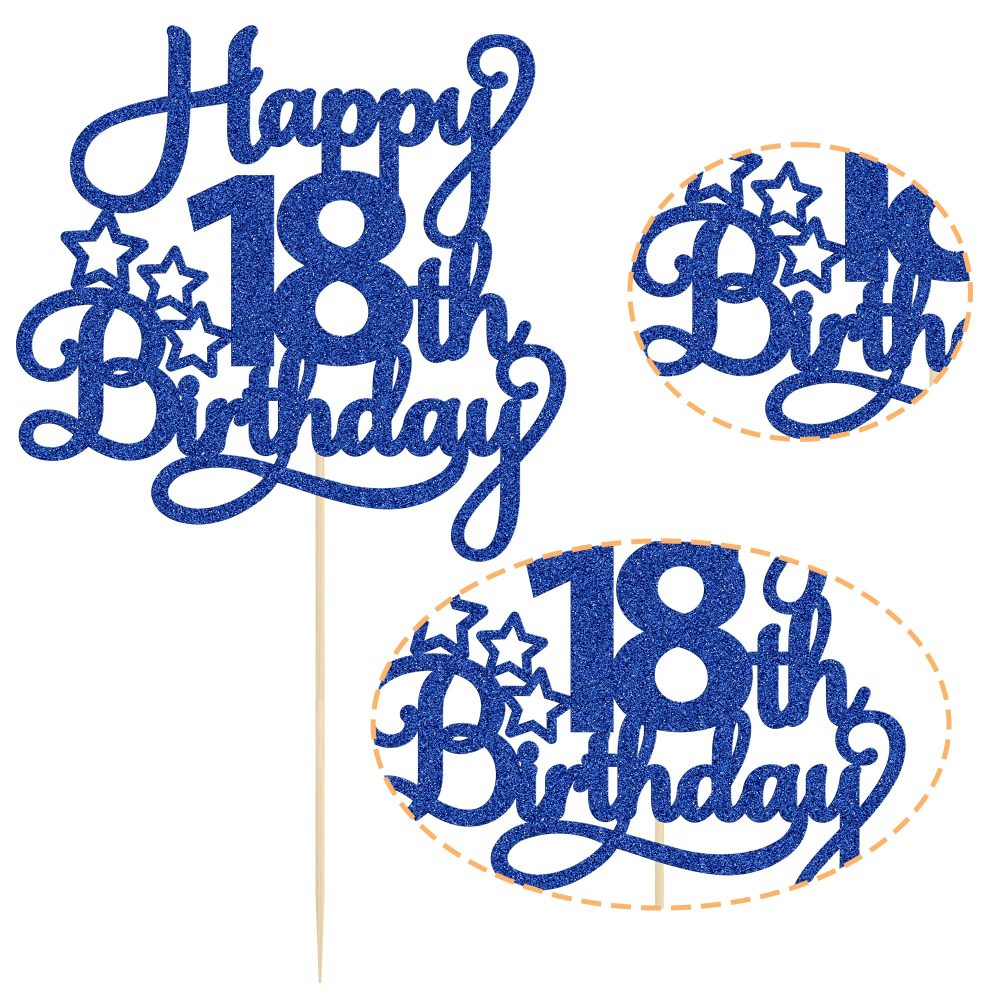 1 Pack Happy 18th Birthday Cake Topper Blue Glitter 18 & Fabulous Cheers to 18 Years Old Birthday Cake Pick for Celebrating 18th Birthday Anniversary Party Cake Decorations Supplies - Image 6