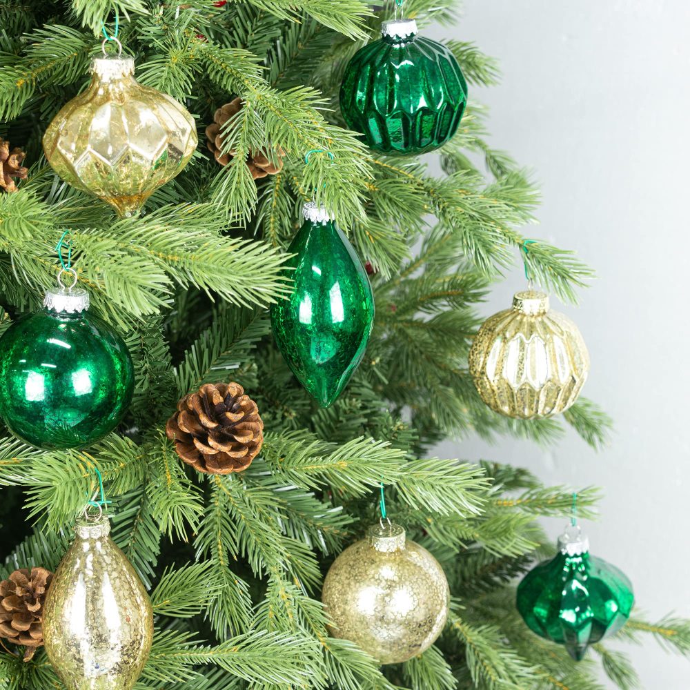 KI Store Mercury Glass Christmas Tree Ornaments Green Set of 8 80mm 120mm Hanging Christmas Baubles Finials for Christmas Tree Decoration Holiday Décor - Image 4