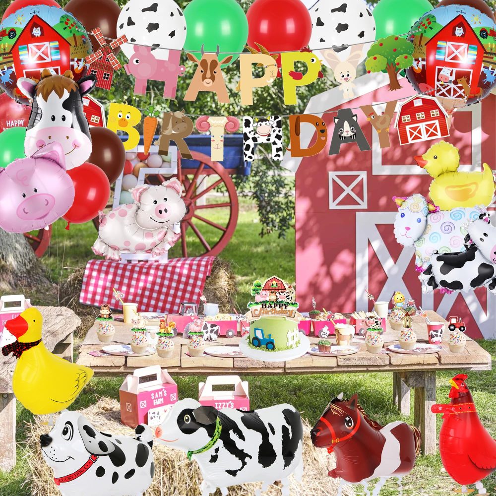 Farm Party Decorations Walking Animals - Animal Birthday Decoration with Walking Animal Balloons Cake Topper Cupcake Toppers Birthday Banner for Farm Theme Party Decor - Image 4