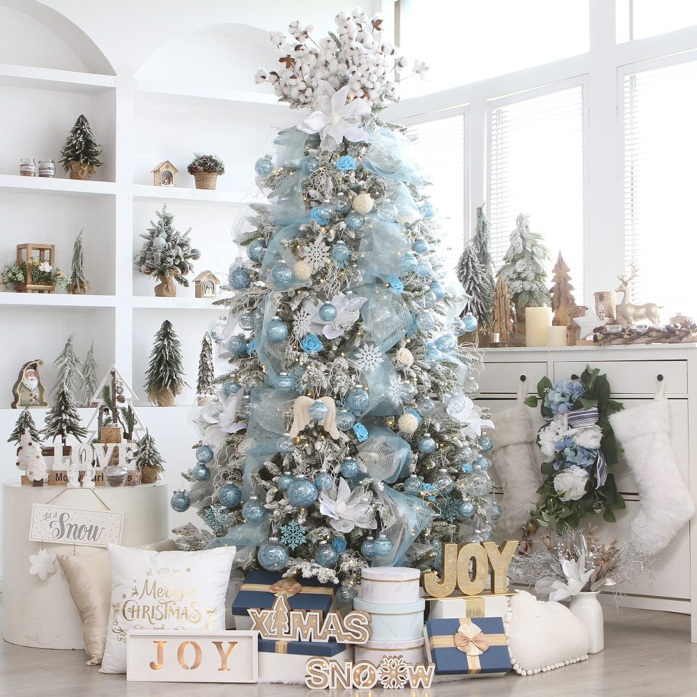 Sea Team 60mm/2.36" Shatterproof Clear Plastic Christmas Ball Ornaments Decorative Xmas Balls Baubles Set with Stuffed Delicate Decorations (30 Counts, Blue) - Image 5