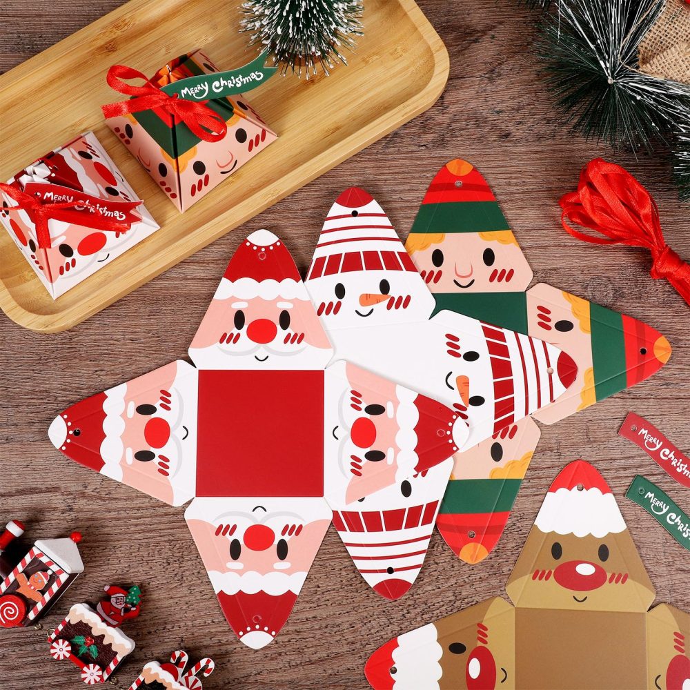 28PCS Christmas Sweet Boxes, Small Gift Boxes Gift Bags with Ribbon Ties and Labels for Christmas New Year (4 Styles) - Image 3