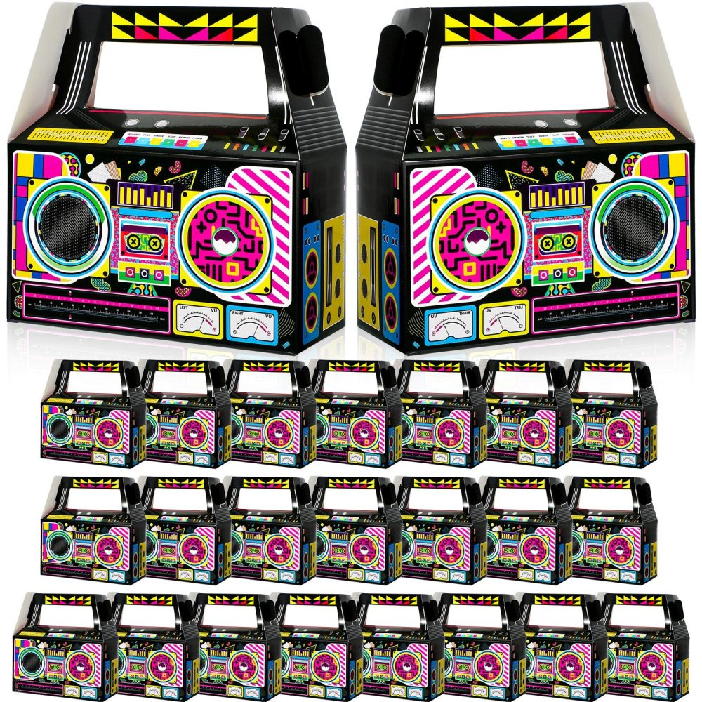 Zonon 24 Pcs 80s Party Favors Boxes 80s 90s Novelty Boom Box Party Decoration Gift Treat Goodie Candy for Party Favor Retro Radio Hip Hop Theme Table Centerpieces(New 80s)