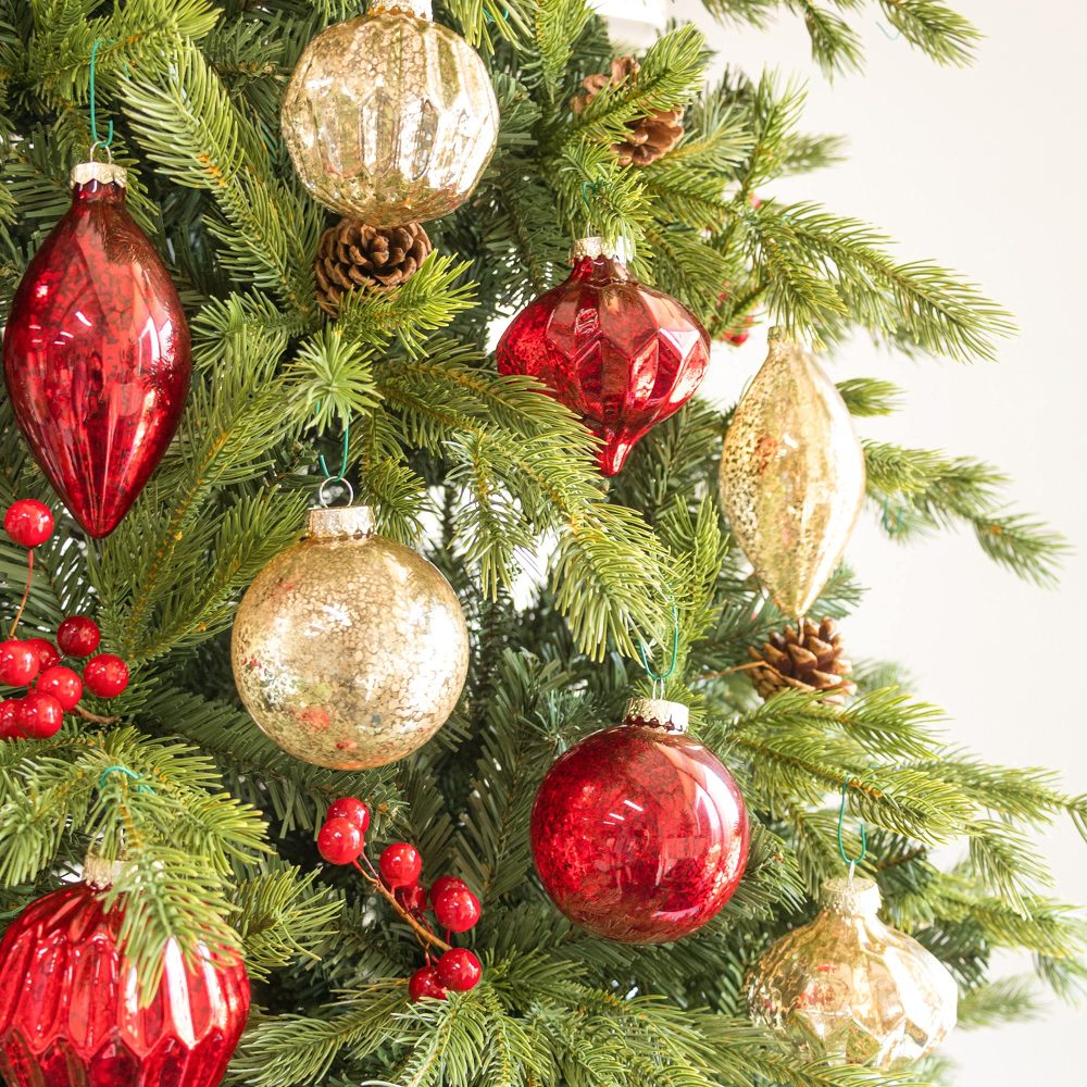 KI Store Mercury Glass Christmas Tree Ornaments Champagne Gold 80mm 120mm Set of 8 Hanging Christmas Baubles Finials for Christmas Tree Decoration Holiday Décor - Image 7