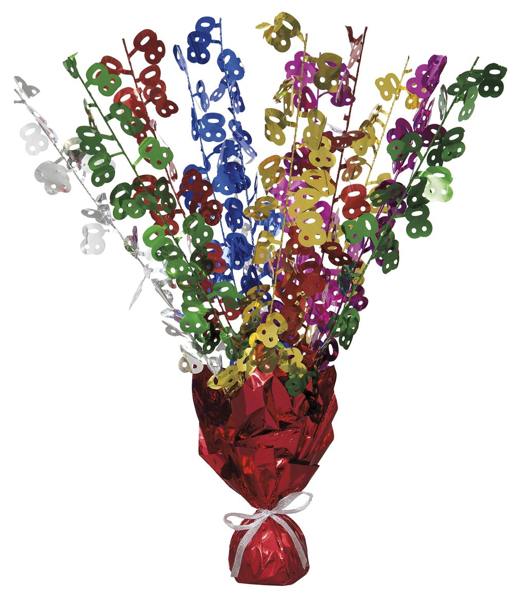 Unique Party 21417 - Glitz Multi-coloured 80th Birthday Balloon Weight Centrepiece