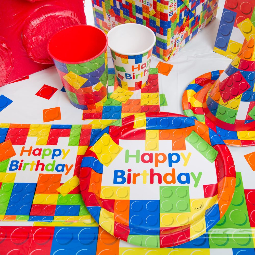 Multicolor Building Blocks Birthday Luncheon Paper Napkins (16cm) Pack of 16 - Festive Napkins for Kids' Parties - Image 3