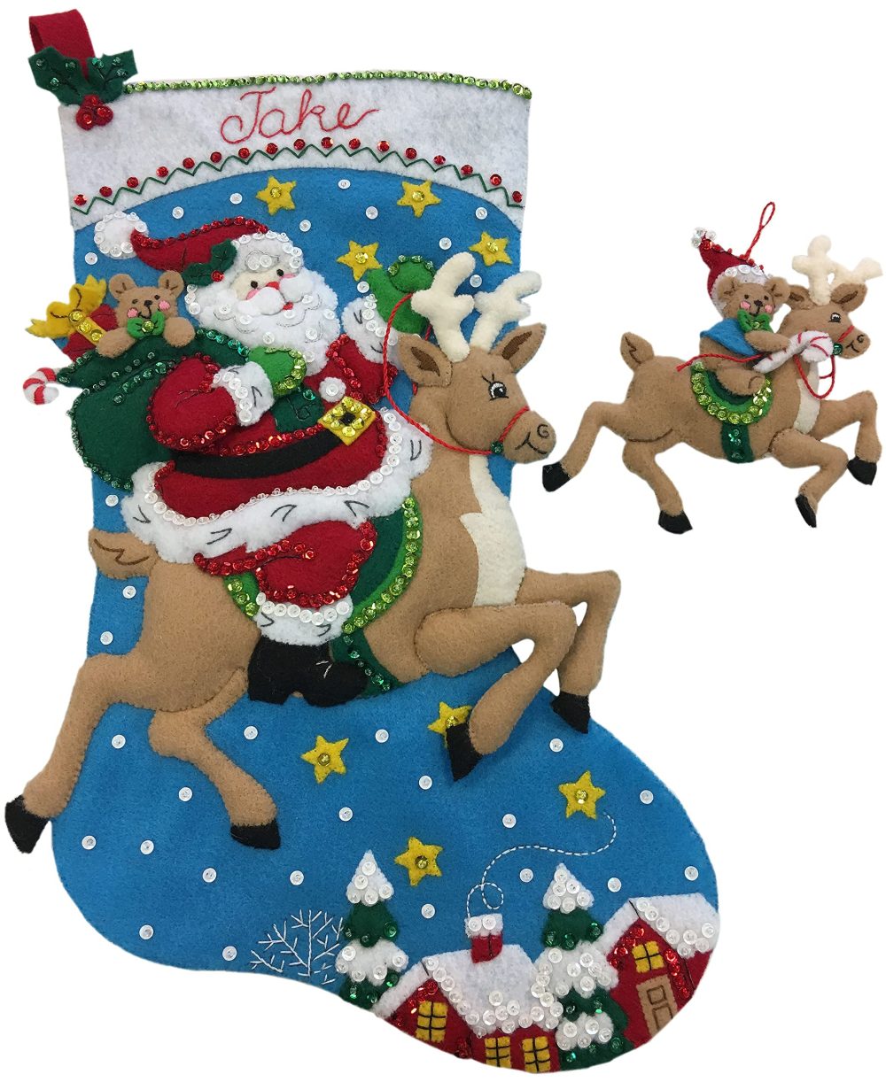PLAID ENTERPRISES FELT STOCKING KIT REINDEER, multicolour, One Size - Image 7
