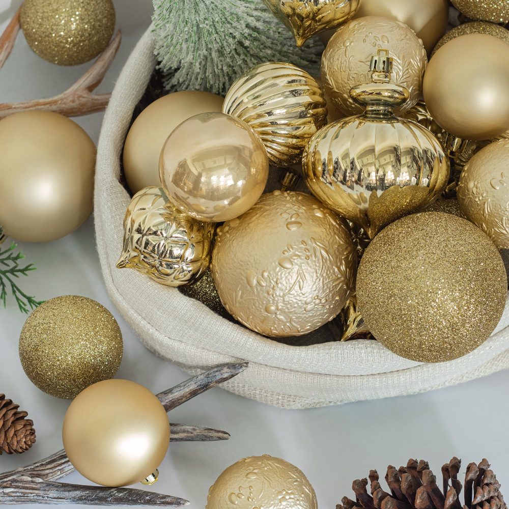 KI Store Gold Christmas Baubles 80mm Christmas Tree Decoration Ornaments 18pcs Shatterproof Balls for Xmas Hanging Decorations Festival Holiday Decor - Image 6